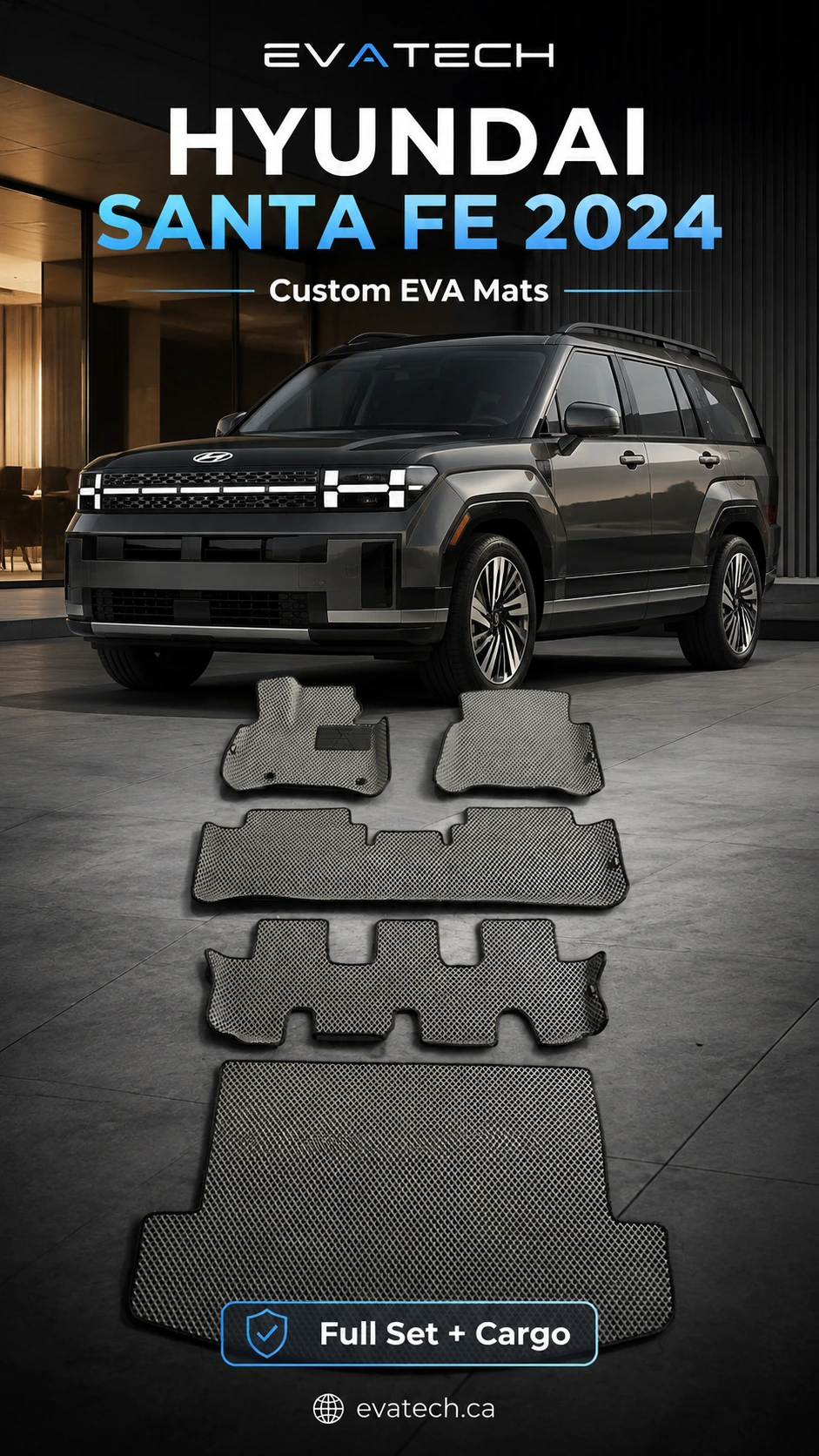 EVATECH Hyundai Santa Fe 2024 custom-fit mat set