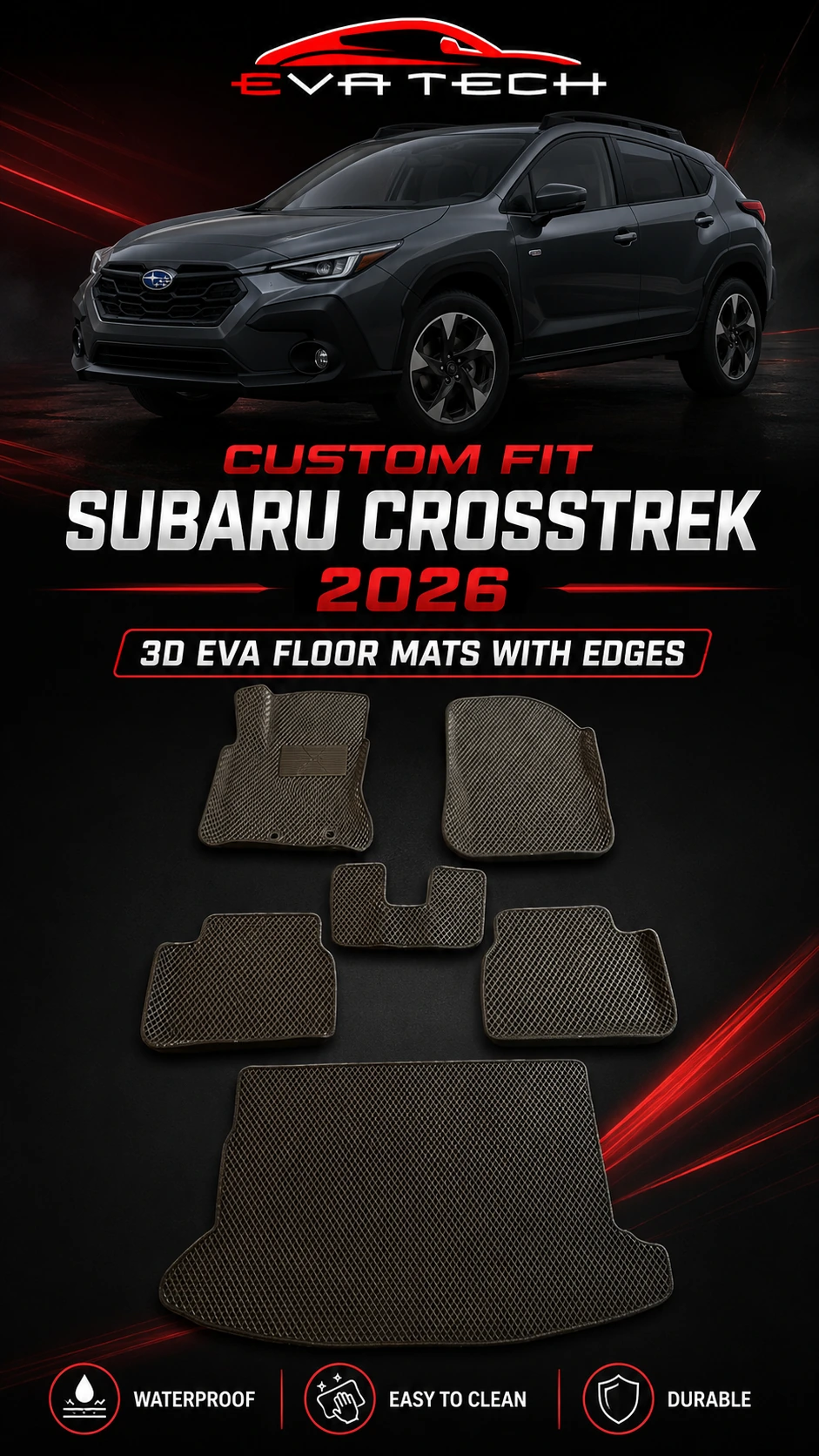 EVATECH Subaru Crosstrek 2026 custom-fit mat set